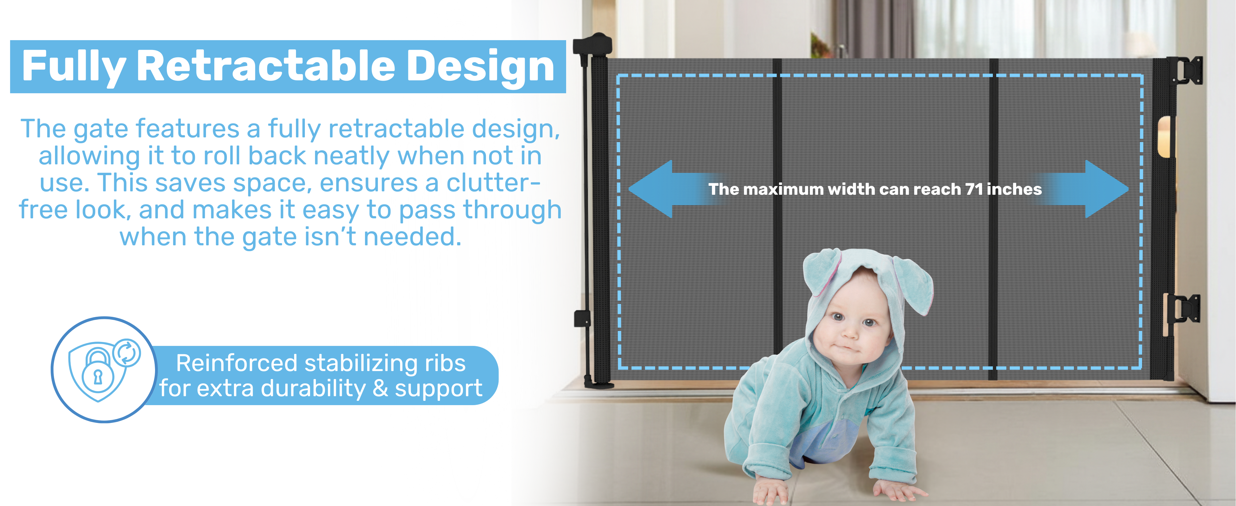 Baby Proof Me | Mesh Retractable Baby Safety Gate