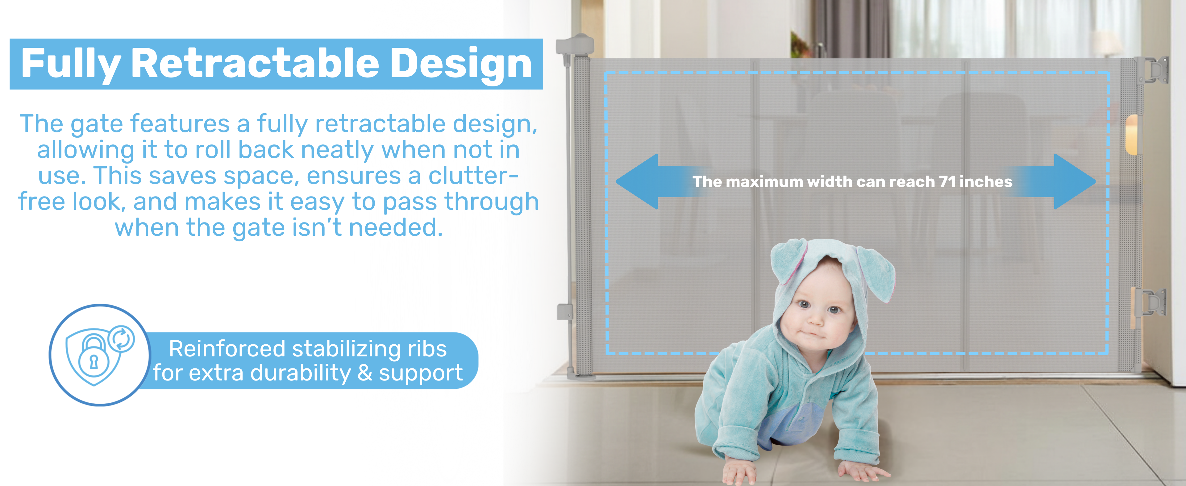 Baby Proof Me | Mesh Retractable Baby Safety Gate