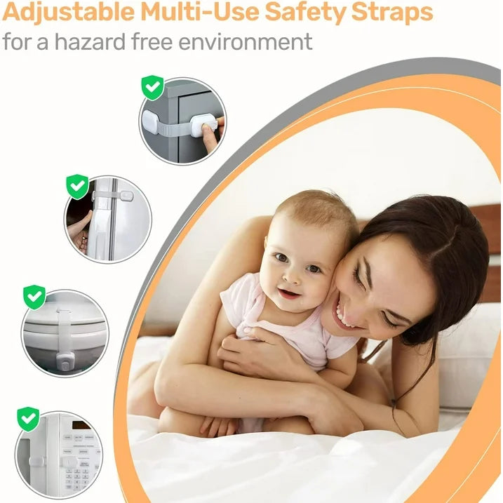Baby Proof Me | "Home Duo" Safety Kit – 6 Safety Strap Locks & 12 Magnetic Cabinet Locks For Child Safety