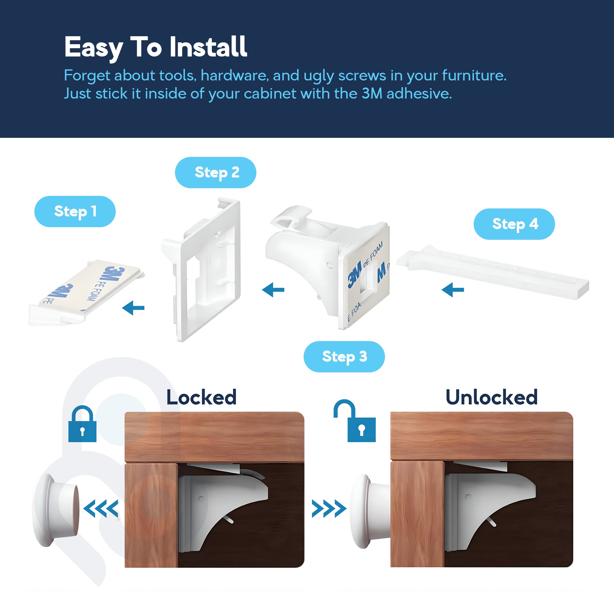 Baby Proof Me | "Click & Cover" Safety Kit – 12 Magnetic Safety Locks & 24 Outlet Plug Covers For Child Safety