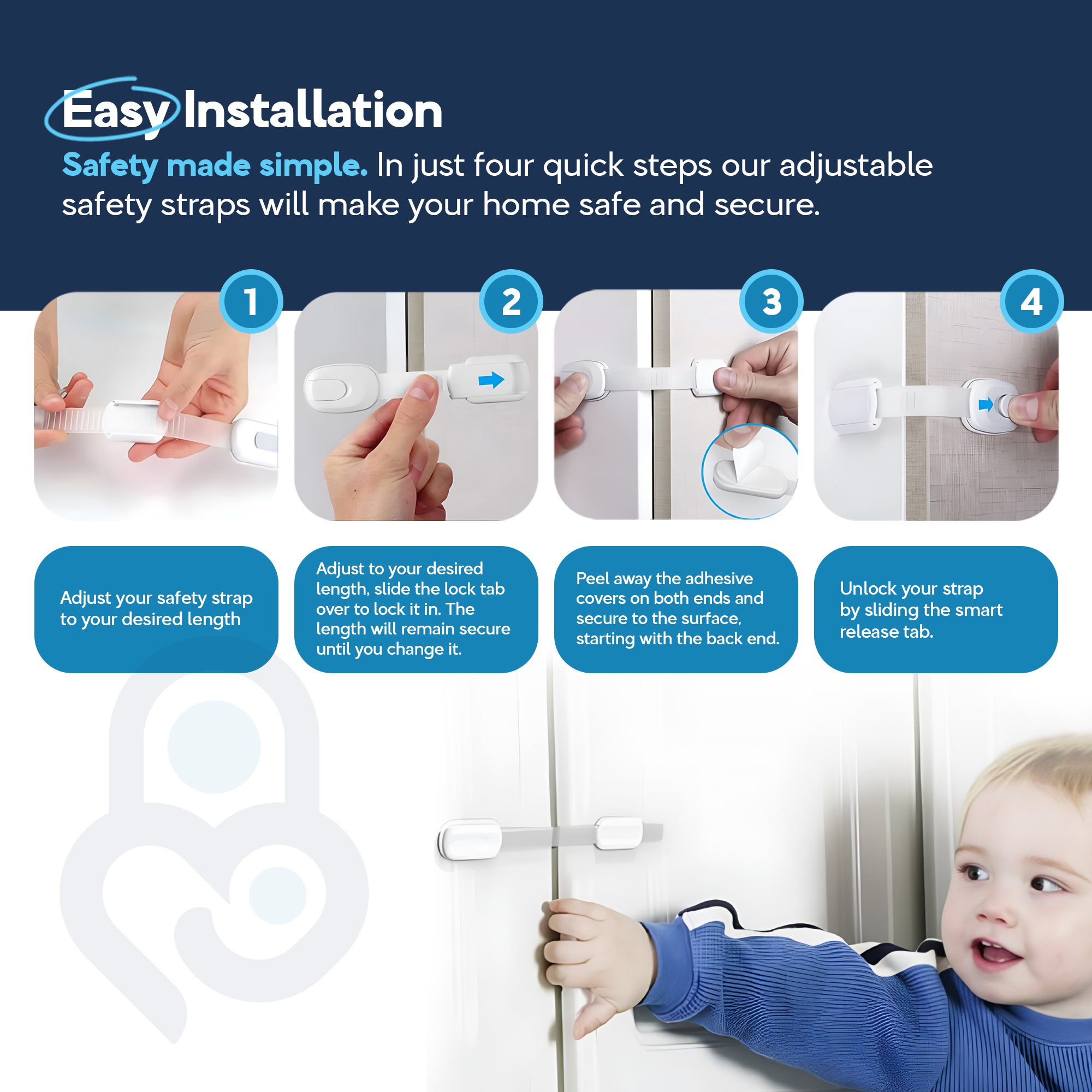 Baby Proof Me | "Complete Care" Safety Kit – 12 Magnetic Cabinet Lock, 6 Safety Strap Locks, 24 Outlet Covers, & 12 Corner Protectors For Child Safety