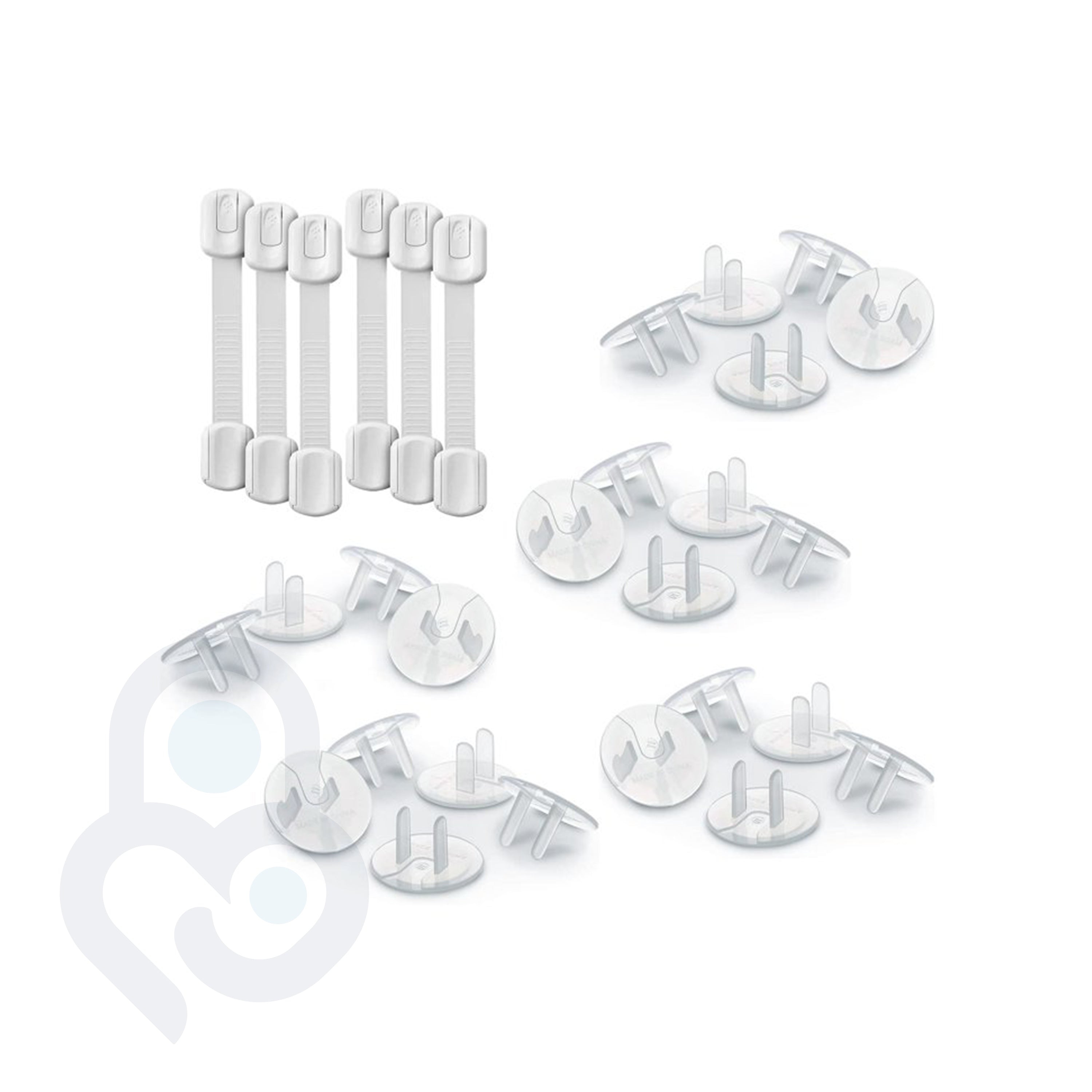 Baby Proof Me | "Tug & Plug" Safety Kit – 6 Safety Strap Locks & 24 Outlet Plug Covers For Child Safety