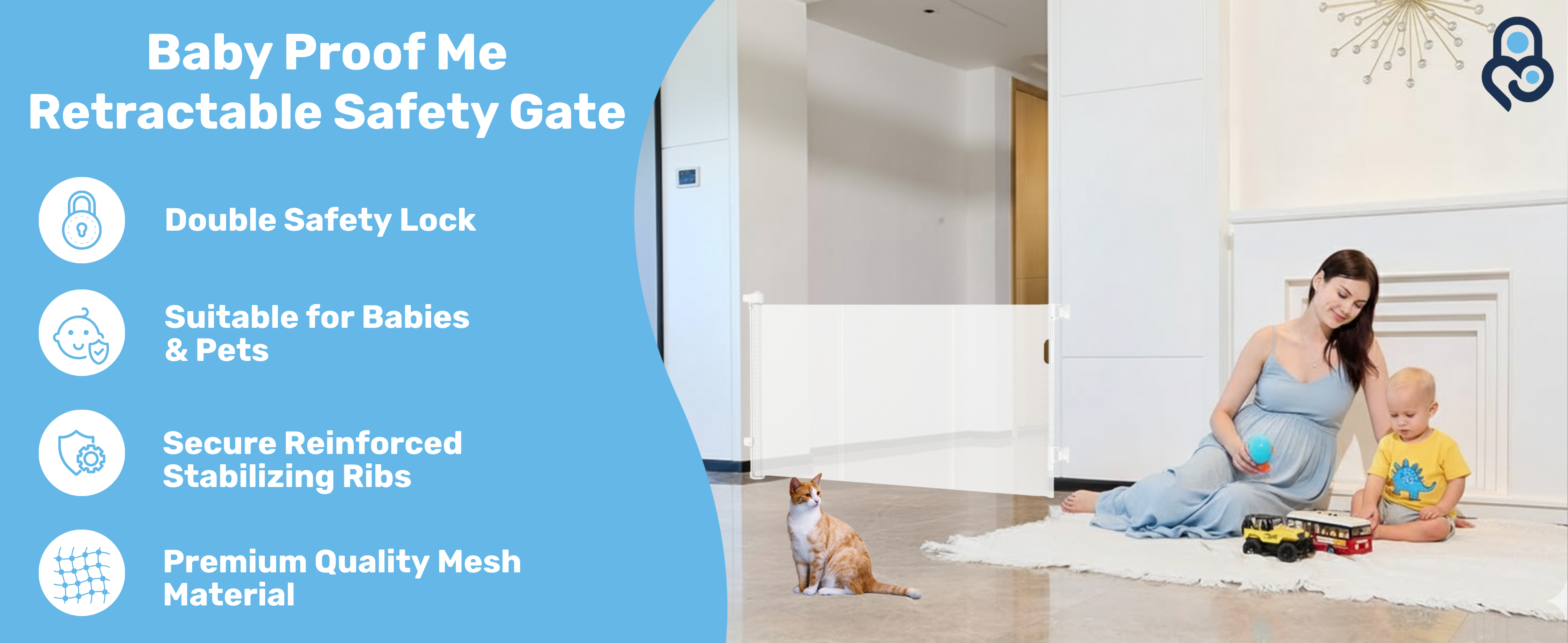 Baby Proof Me | Mesh Retractable Baby Safety Gate