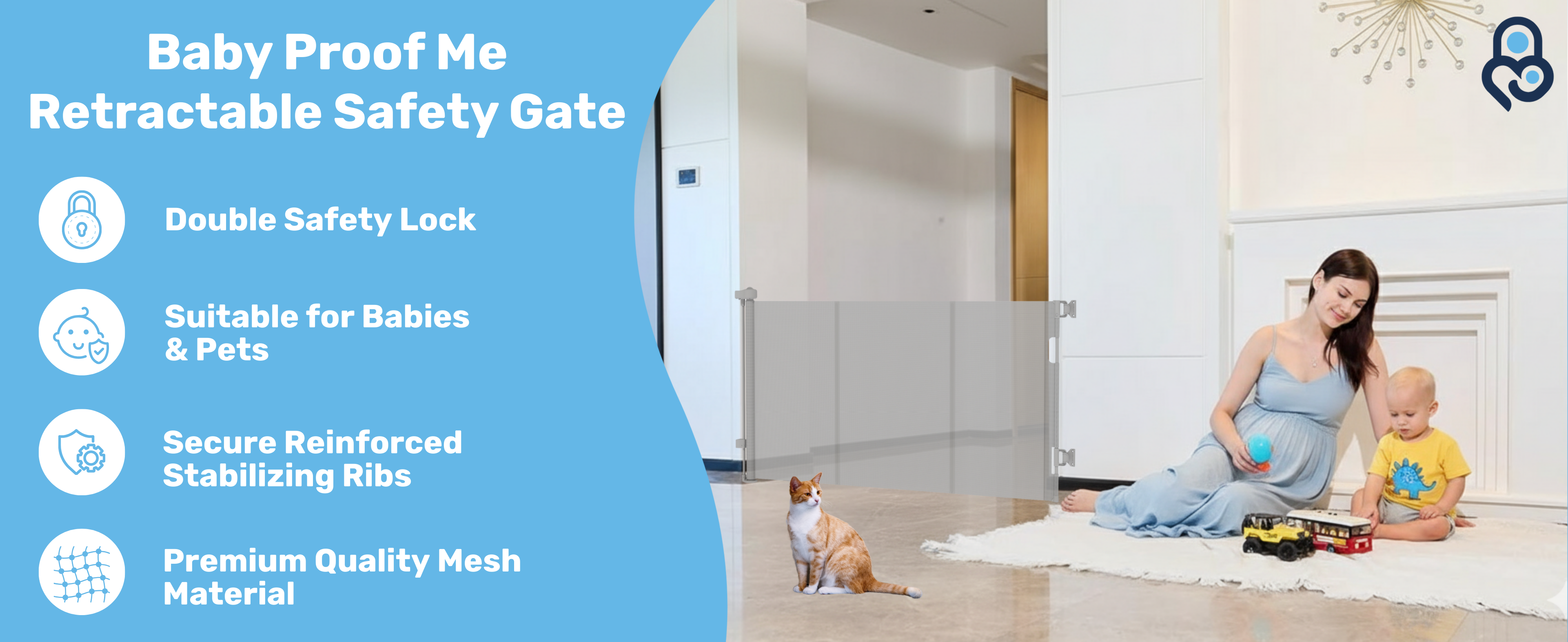 Baby Proof Me | Mesh Retractable Baby Safety Gate