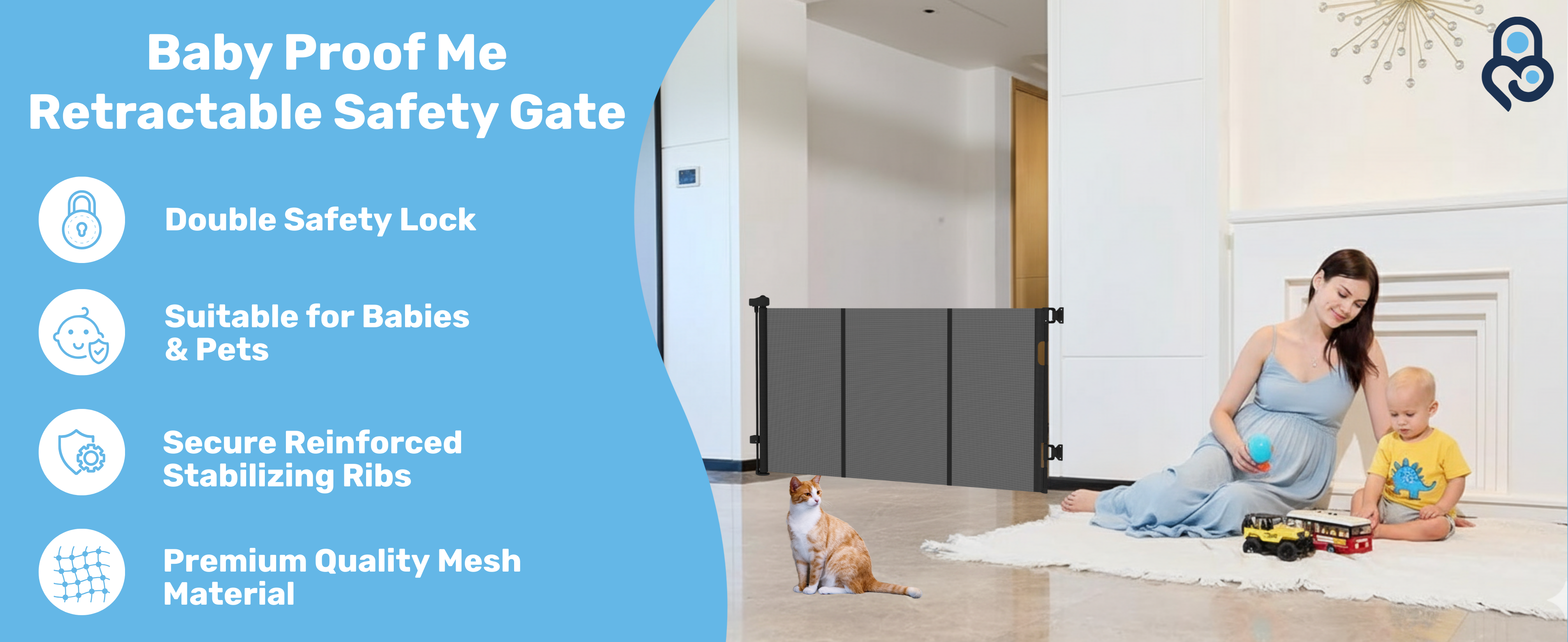 Baby Proof Me | Mesh Retractable Baby Safety Gate