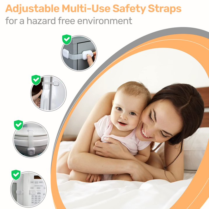 Baby Proof Me | Bundle with 6 Safety Strap Locks & 24 Outlet Plug Covers