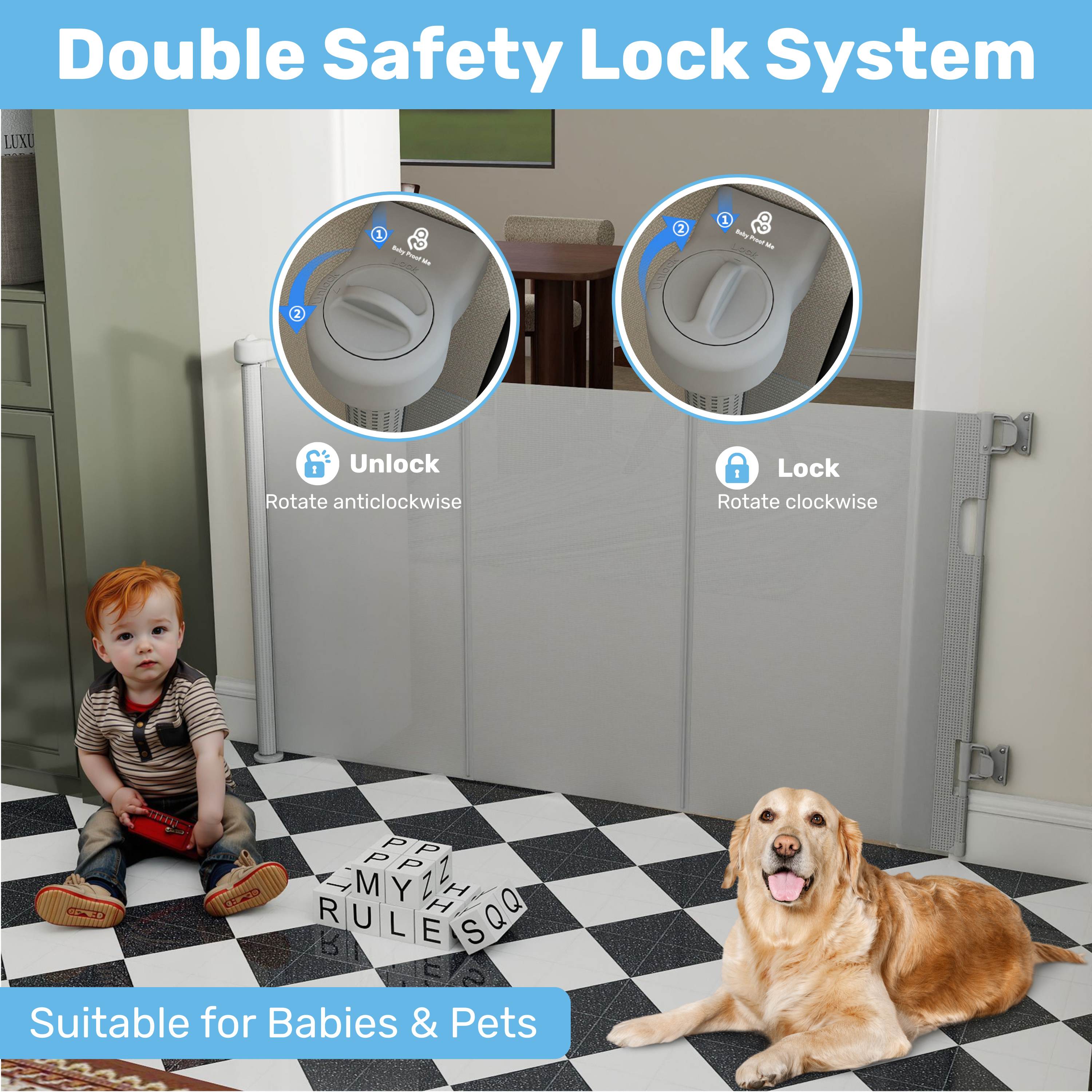 Baby Proof Me | Mesh Retractable Baby Safety Gate