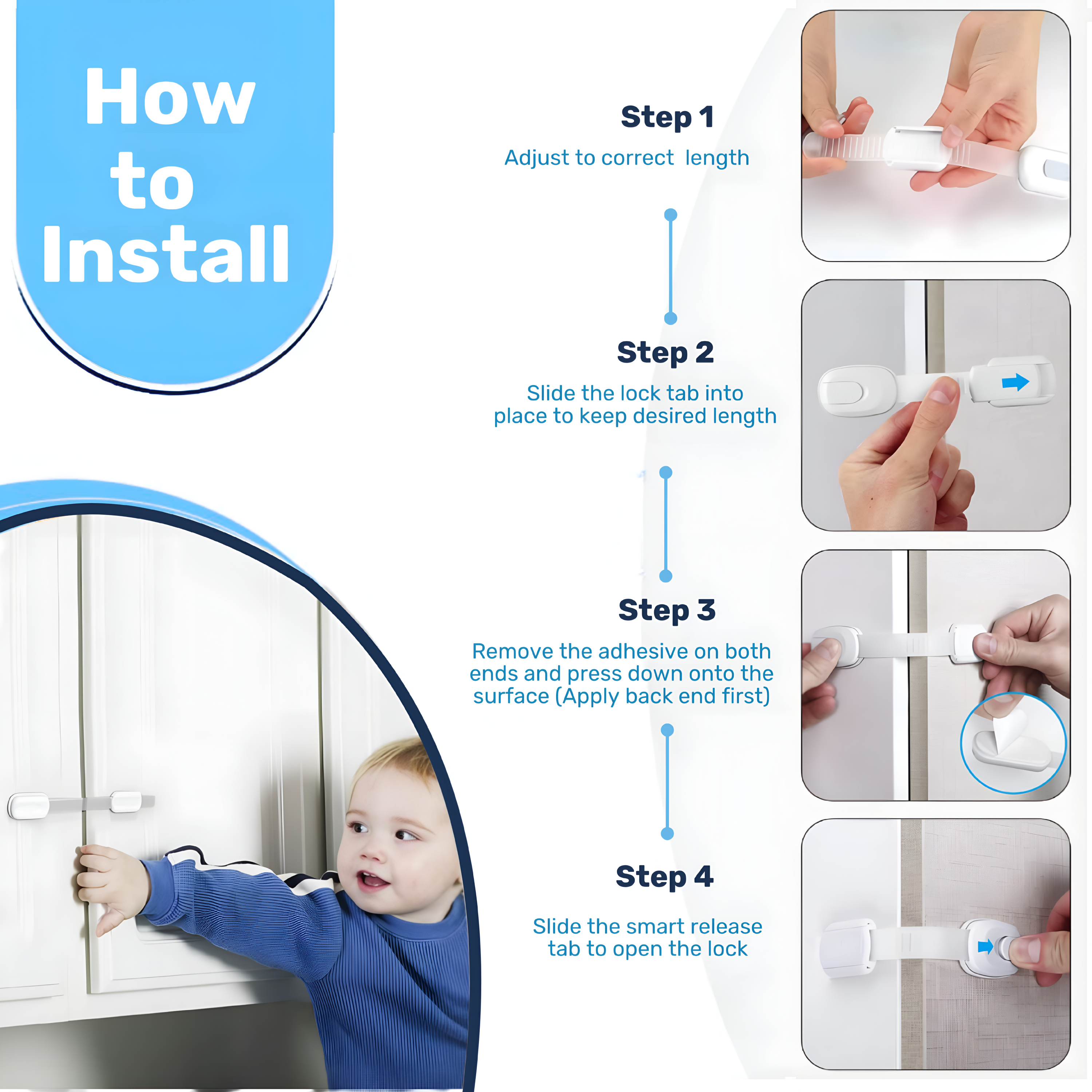 Baby Proof Me | Adjustable White Safety Strap Lock