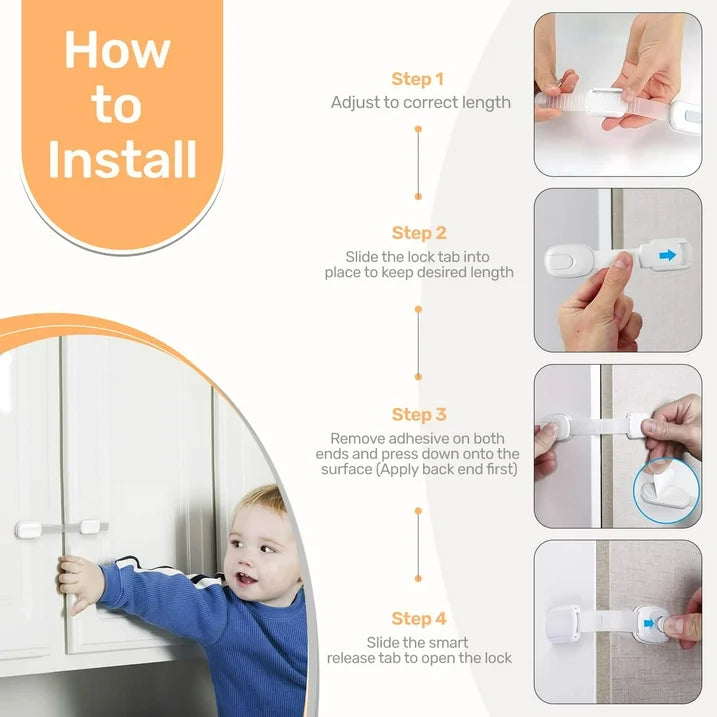 Baby Proof Me | "Tug & Plug" Safety Kit – 6 Safety Strap Locks & 24 Outlet Plug Covers For Child Safety