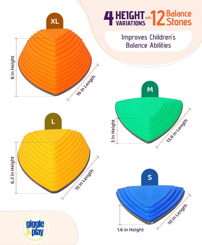 Giggle & Play | Wooden Stacking Stone Set For Motor Skills & Creativity