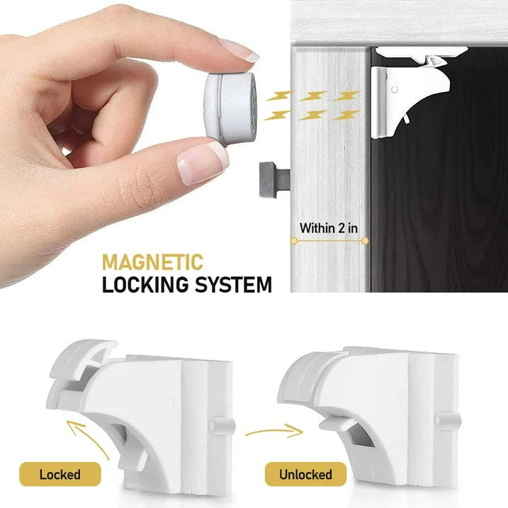 Baby Proof Me - Bundle with 12 Magnetic Cabinet Locks 6 Safety Strap Locks & 24 Outlet Plug Covers