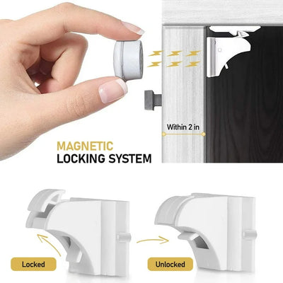 Baby Proof Me - Bundle with 12 Magnetic Cabinet Locks 6 Safety Strap Locks & 24 Outlet Plug Covers