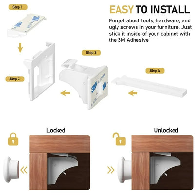 Baby Proof Me - Bundle with 12 Magnetic Cabinet Locks 6 Safety Strap Locks & 24 Outlet Plug Covers