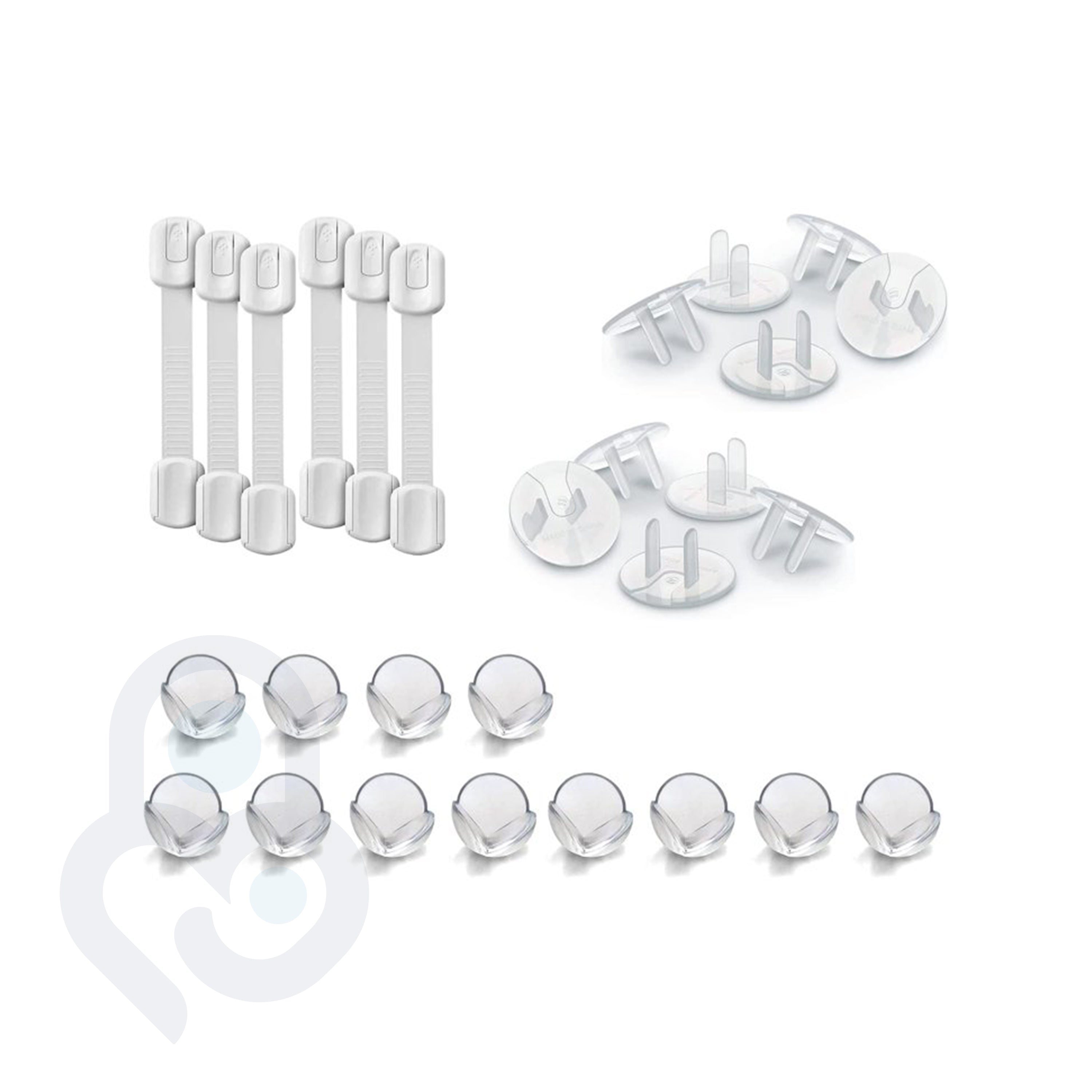 Baby Proof Me | "Bump Defender" Safety Kit – 12 Corner Protectors, 6 Safety Strap Locks, & 24 Outlet Covers For Child Safety