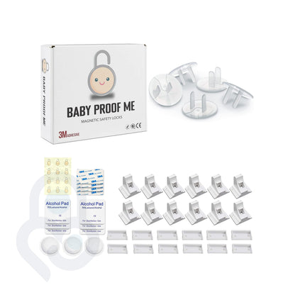 Baby Proof Me | "Click & Cover" Safety Kit – 12 Magnetic Safety Locks & 24 Outlet Plug Covers For Child Safety