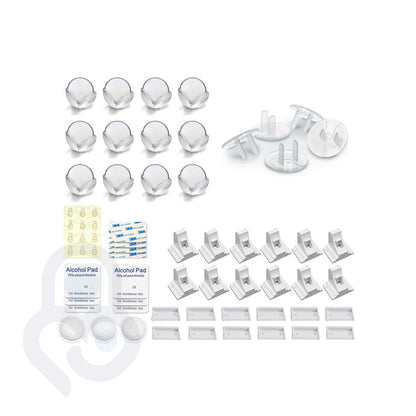 Baby Proof Me | "Full House" Safety Kit – 24 Outlet Plug Covers, 12 Corner Protectors, & 12 Magnetic Cabinet Locks for Child Safety