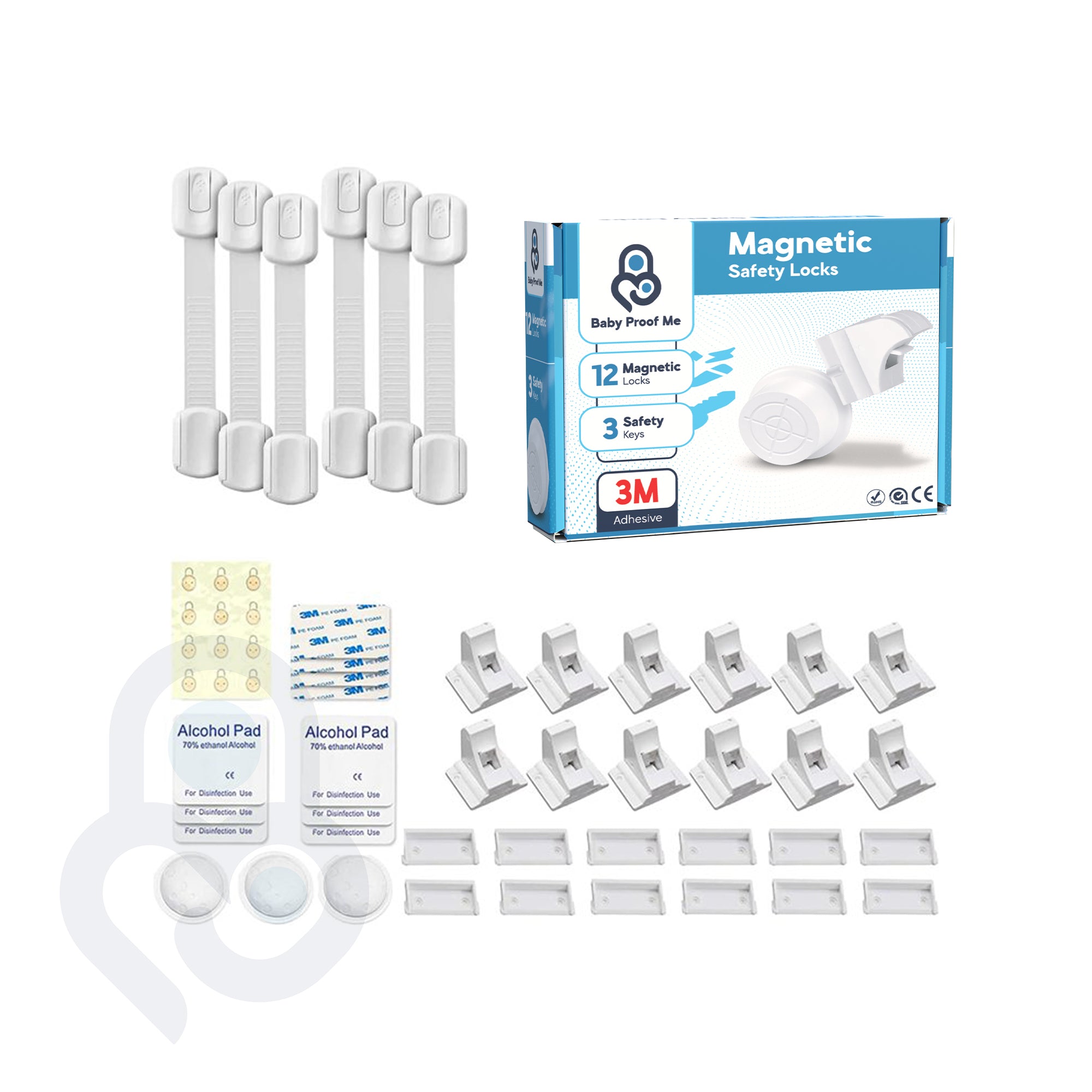 Baby Proof Me | "Home Duo" Safety Kit – 6 Safety Strap Locks & 12 Magnetic Cabinet Locks For Child Safety