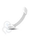 White adjustable safety strap lock with ribbed flexible band and dual adhesive mounts, no-drill design