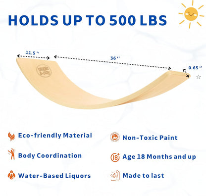 Giggle & Play | Wooden Balance Board For Toddlers – Encourages Balance, Growth & Coordination